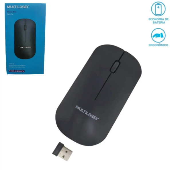 Mouse Sem Fio Wireless Preto Multilaser - Image 3